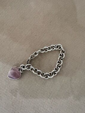 Tiffany & Co. Silver Heart Charm Link Bracelet